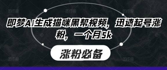 即梦AI生成猫咪黑帮视频，迅速起号涨粉，一个月5k-轻创星学院_副业资源库：每日更新自媒体运营与创业教程