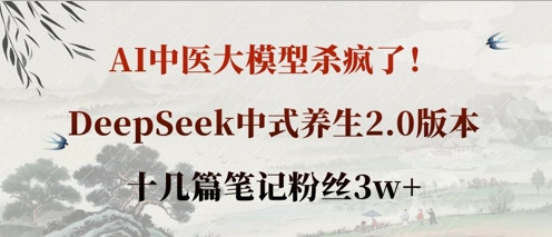AI中医大模型杀疯了！DeepSeek中式养生2.0版本，十几篇笔记粉丝3w+-轻创星学院_副业资源库：每日更新自媒体运营与创业教程