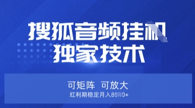 【搜狐音频挂G】独家技术，可矩阵可放大，红利期稳定月入8k【揭秘】-轻创星学院_副业资源库：每日更新自媒体运营与创业教程