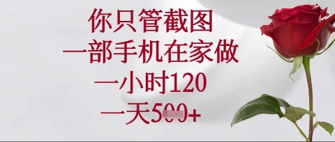 你只管截图，一部手机在家操作，一小时120.一天5张【揭秘】-轻创星学院_副业资源库：每日更新自媒体运营与创业教程