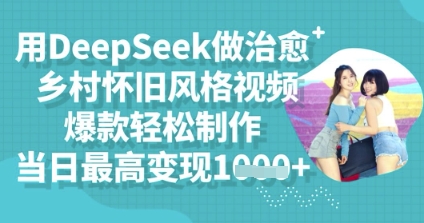 用DeepSeek做治愈乡村怀旧风格视频，爆款轻松制作，当日最高变现多张-轻创星学院_副业资源库：每日更新自媒体运营与创业教程